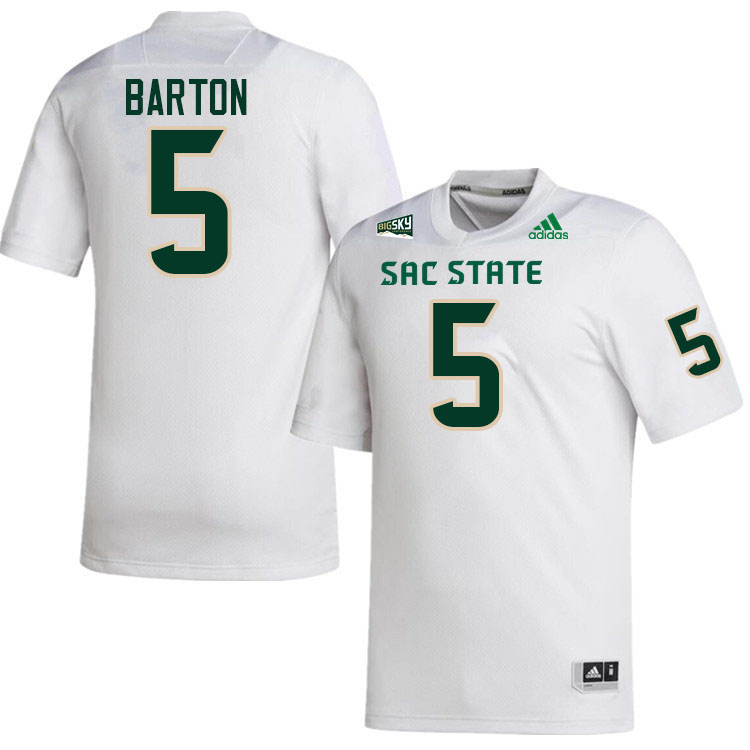 Sacramento State Hornets #5 Jordan Barton College Football Jerseys Stitched-White